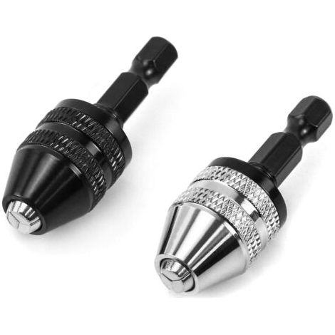 Mini tête de perçage hexagonale à action rapide 1/4" pour visseuse sans fil, plage de perçage 0,3-6,5 mm, lot de 2 (1/5)