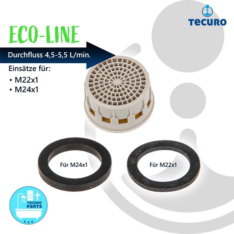 tecuro ECO SPAR Mischdüse - Strahlregler Einsatz für M22 M24, Durchflussklasse V: 4,5 - 5,5 l/min, inkl. Dichtungen (1/2)