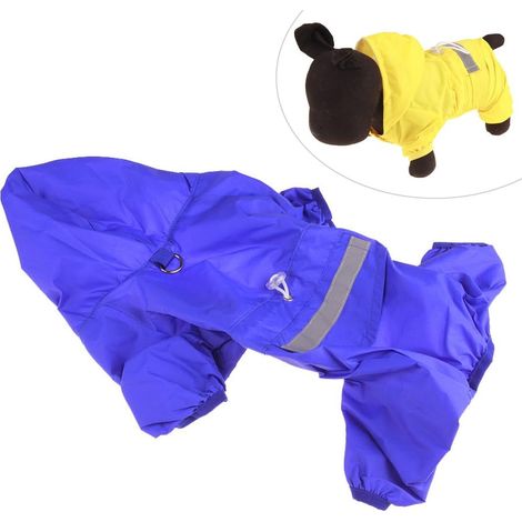 Imperméable ajustable pour chiens avec bandes réfléchissantes de sécurité XXL (bleu) (1/5)