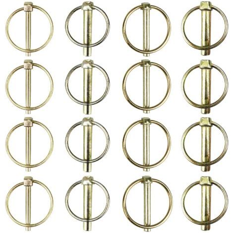 Lot de 16 Goupilles Clips Rond Sécurité en Acier au Carbone,Goupille de Lynch avec Anneau,Goupilles de Verrouillage, pour Remorques, Tracteurs, Véhicules Agricoles (1/5)