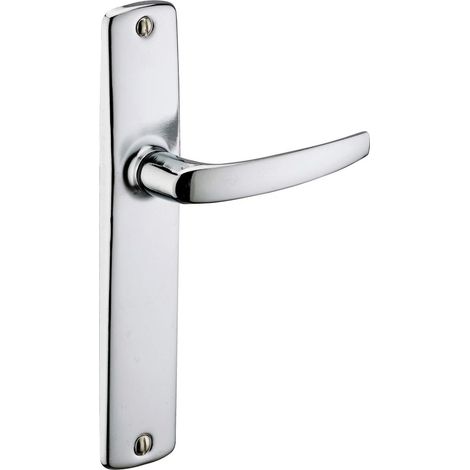 1 - Poignée De Porte - Acier Embouti - Usage Sans Trou - Entraxe 165 mm - Carré 7 mm - Finition Chromée - Gris