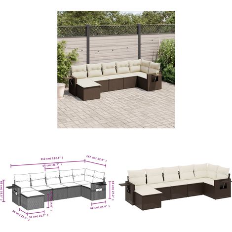 7-tlg. Garten-Sofagarnitur mit Kissen Braun Poly Rattan - Gartenmöbel - Sofasatz - Outdoor Möbel - Rattan Gartenmöbel - PE-Rattan - Home & Living (1/3)
