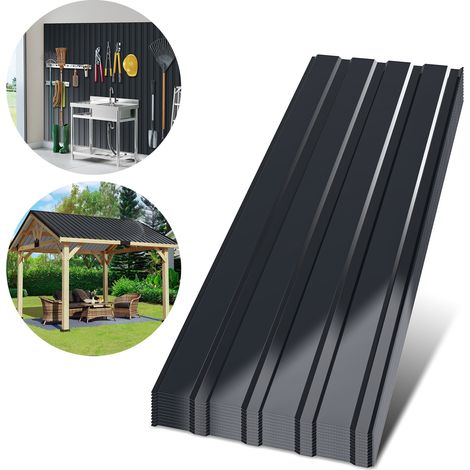 Wolketon 12x WellblEBh Profilplatten 115 x 45 cm, bis 6 m², Anthrazit, für Gartenhaus, Lager und Geflügelstall (1/5)