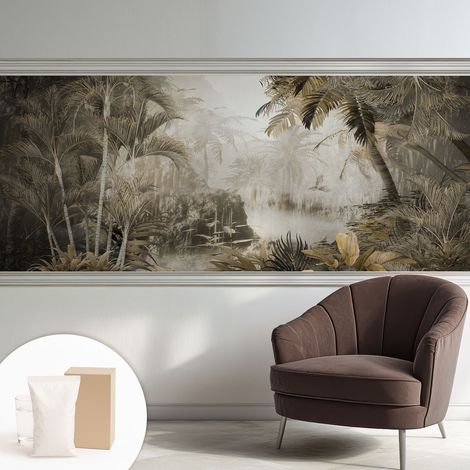 Tapete Vliestapete mit Kleber- abwaschbar - Raumgestaltung Schlafzimmer Wohnzimmer Tapete Tropischer Wald 250x104 cm (1/5)