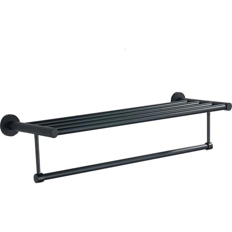 Modern Round Black Matte Towel Shelf (1/2)