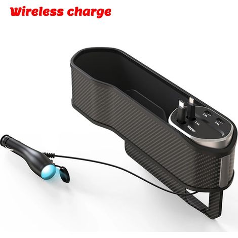 Boîte de rangement pour siège auto avec charge ultra-rapide, accessoire universel de chargement sans fil pour voiture. (1/5)