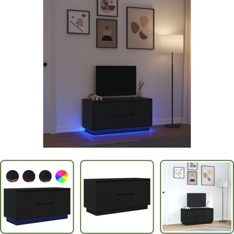 LED-Leuchten - TV-Schrank mit LED-Leuchten Schwarz Eichen-Optik 100x41x50 cm (1/5)