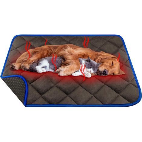 TAISHENGDA-Coussin Auto-Chauffant pour Chat & Chien, Grande Taille 90x60cm, sans électricité & Batteries, Tapis Couverture Thermique Lavable Anti-dérapant Etanche Innovant écologique Self Heating Pad, (1/5)