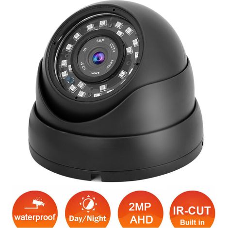 Caméra de surveillance AHD 1080p dôme pour bus, bateau, voiture - Système NTSC (Noir) (1/5)