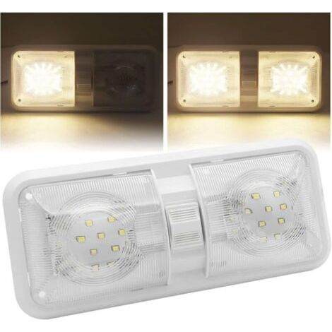 Kit d'éclairage intérieur pour voiture (2 pièces), barre lumineuse LED blanche ultra-brillante avec 48 LED, 12 V, avec interrupteur marche/arrêt, pour camping-car, camion, bateau