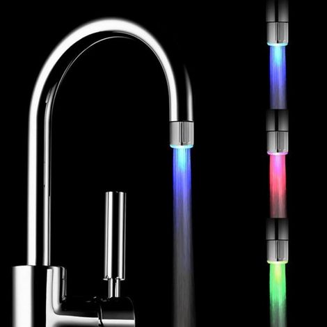 2x Robinet LED, Changement couleur température, ABS, Filetage interne externe, Salle de bain Cuisine (1/5)
