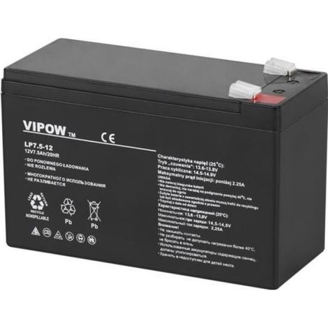 Batterie Gel 12 V 7,5 Ah Sans Entretien - Usage Tampon Et Cyclique - Dimensions 151 x 65 x 94 mm - Poids 2,43 kg (1/2)