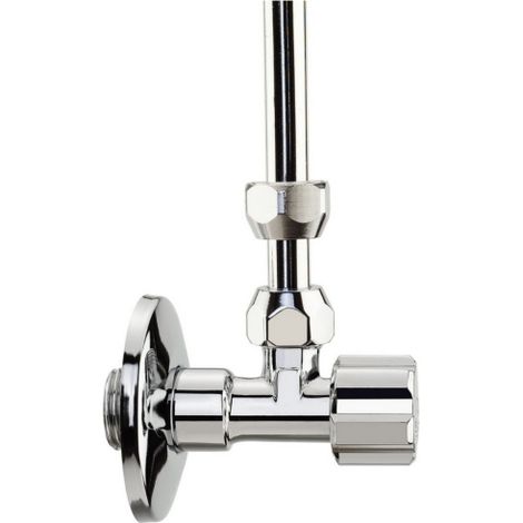 Va Albertoni Rubinetto per cassetta interasse 45 mm 1/2 x 3/8 cromato rosone in inox maniglia in abs e tubetto 10x120mm (1/2)