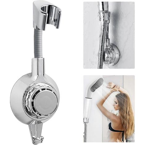 Support de pommeau de douche à ventouse, fixation murale, réglable et amovible (1/5)