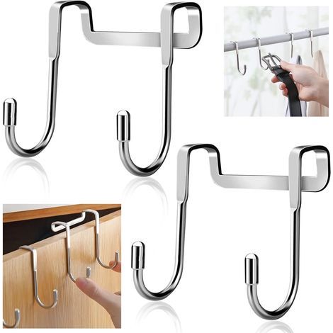2 Pièces Crochet Mural Cabine Reversible Crochets Douche Salle de Bain, Crochet Paterre de Porte Double en Forme de S en Acier Inoxydable (1/5)