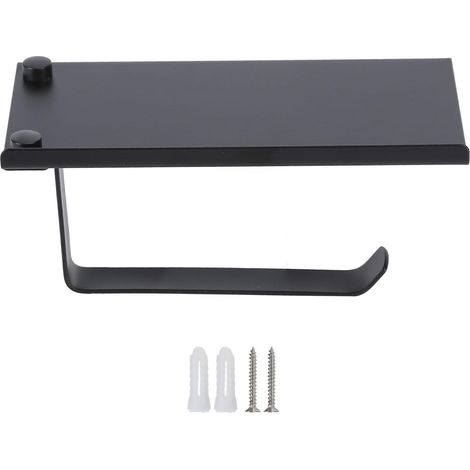 Porte-papier toilette en acier inoxydable 304 antirouille, support de téléphone portable pour salle de bain, cuisine et toilettes, noir (1/5)