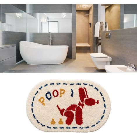 Tapis en imitation cachemire à motif dessin animé mignon, absorbant pour salles de bain et toilettes, idéal pour la maison, tapis d'entrée, tapis de chambre, tapis à thème chiot, 60 x 90 cm (1/5)