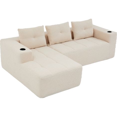 Canapé d'angle L 258 cm avec 3 coussins, design minimaliste, confortable, idéal pour petits espaces (1/5)