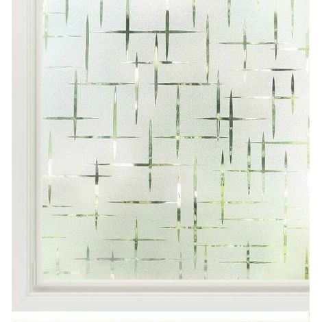 Statisch haftende Fensterfolie – Sichtschutzfolie ohne Klebstoff – Kreuzmuster – 60 x 200 cm – Für Zuhause, Büro, Küche, Badezimmer (1/5)