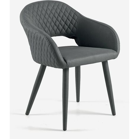 Sedia imbottita in ecopelle vintage Living - Grigio