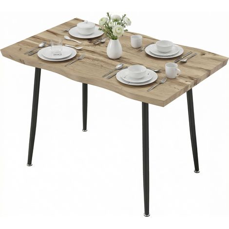 Table rectangulaire pour 4 personnes, 110 cm, style nordique, pieds en acier pour salon et salle à manger, chêne (1/5)