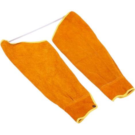 1 paire de manchettes de soudage en cuir pour hommes et femmes - Résistantes à la chaleur - En cuir de vachette et anti-adhésif et ignifuge - Protection des bras de jardin (1/5)