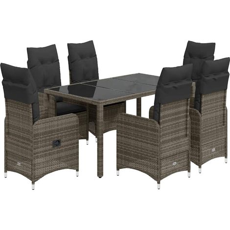 Maison Exclusive - Mesita y sillas jardín 7 piezas y cojines ratá (1/5)