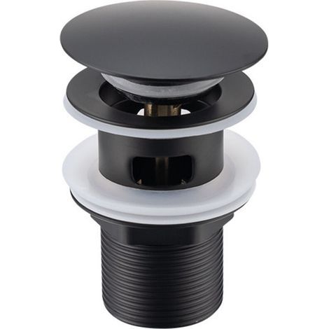 Sink drain without overflow, Sink drain plug, Pop-up sink drain, Universal sink drain, Black (1/3)