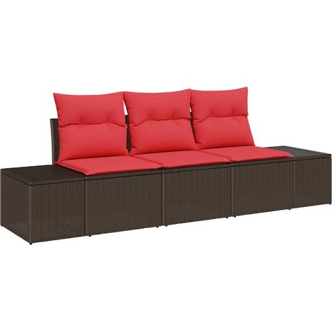Set di divani con cuscino 3 pcs Marrone polyrattan vidaXL