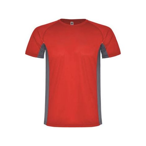 Camiseta técnica combinada de poliéster con manga raglán SHANGHAI ROLY S Rojo/Plomo Oscuro