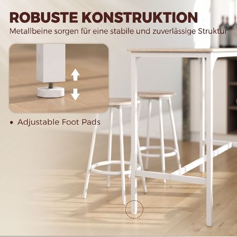 Bartisch-Set 110 x 50 x 89,5 cm Holzwerkstoff Weiß/Eiche, 4 Plätze – MEUBLIV (1/5)