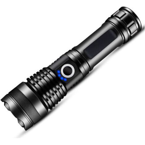 Ultra powerful LED flashlight, rechargeable 10,000 lumens, tactical, USB 5 modes, IPX5 waterproof, zoomable and shock resistant (1/5)