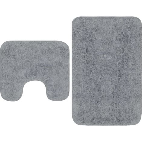Ensemble de deux tapis de bain, en tissu gris (1/5)