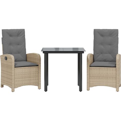 Ensemble à manger de jardin et coussins 3 pcs mélange beige (1/5)