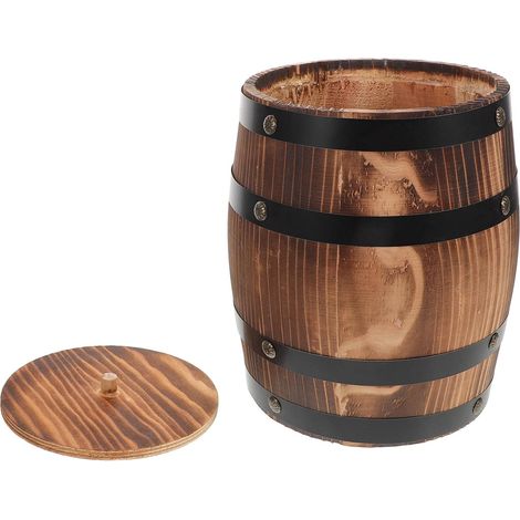 Vintage Carbonized Wood Utensil Holder Barrel Shaped Storage Bucket Compact Organizer for Cutlery Forks Spoons and Chopsticks for Kitchen Office or Restaurant (1/5)