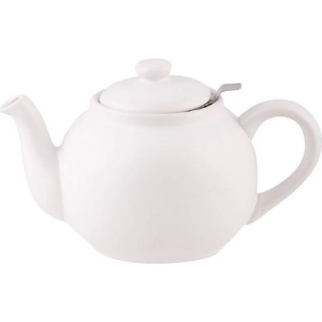 1.5L Teapot - Stoneware/Stainless Steel - L26 x W14.5 x H14.5 cm - White