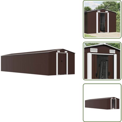 Abri de jardin Marron 257x990x181 cm Acier galvanisé - Abri De Jardin - Abri De Rangement - Abri Métallique - Outillage - Jardinage