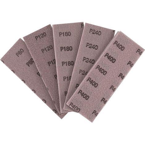 25 pièces Bande abrasive en filet 70x198mm - Feuilles abrasives auto-agrippantes - pour poncer sans poussière le bois, le mastic, la peinture, le plastique- Grain P80, P120, P180, P240, P400 (1/5)