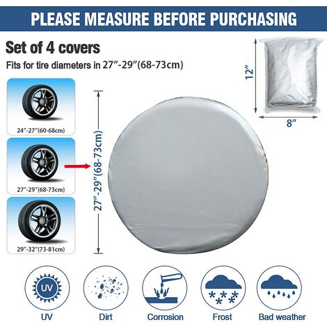 Ensemble de housses de pneus universelles 27-29 pouces pour camping-car, remorque, voiture, camion, protection solaire (1/2)