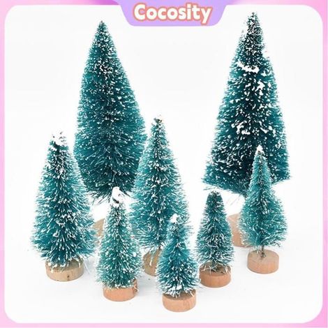 Cocosity arbres à brosse en soie de sisal Mini décorations de sapin de noël avec Base en bois, bouteille en soie de linge murale (1/5)
