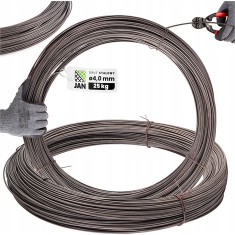 Fil d'acier dur noir 4,0 mm pour armature, soudable, 250 m, 25 kg
