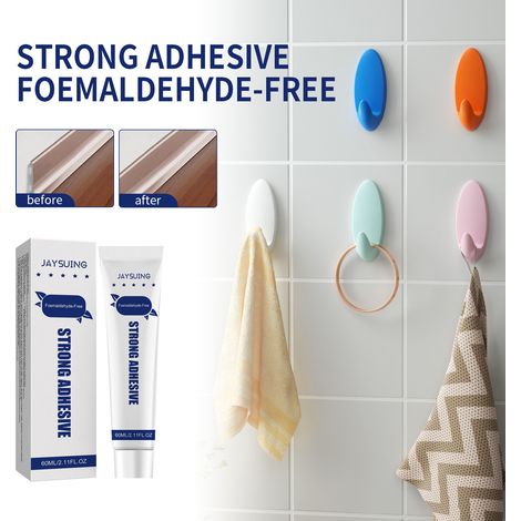 Colle sans clous pour usage domestique, idéale pour les étagères en verre et les supports de rangement. Application sans perçage, sans clous – 60 ml -- AUTLEAD (1/5)