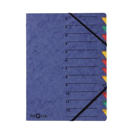 Ordnungsmappe EASY DIN A4 225g/m² Pressspankarton Farbe: blau Farbe des Fächerblocks: mehrfarbig 12 Fächer (1/4)