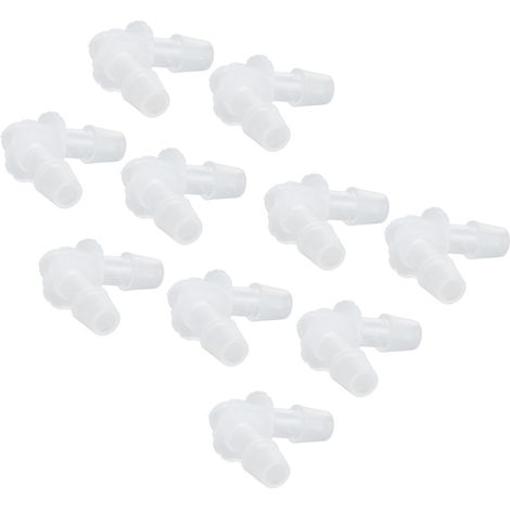 90°-Winkelstück für Schlauch, 10 Stück, L-förmiger Adapterverbinder, gleicher Durchmesser 7,9 mm, Kunststofffittings. (1/5)