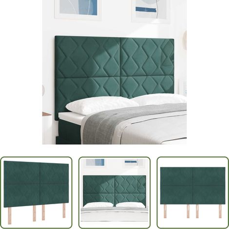 vidaXL Tête de lit Vert foncé 160 cm Velours (1/5)