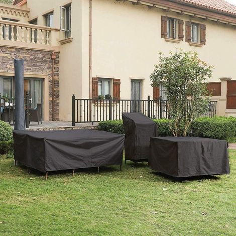 Telo protettivo per mobili da giardino - impermeabile - resistente - tessuto Oxford 210D - 240 x 140 x 90 cm - nero - per esterni - Telo protettivo per tavolo e sedie da giardino - Antipolvere e imper (1/4)