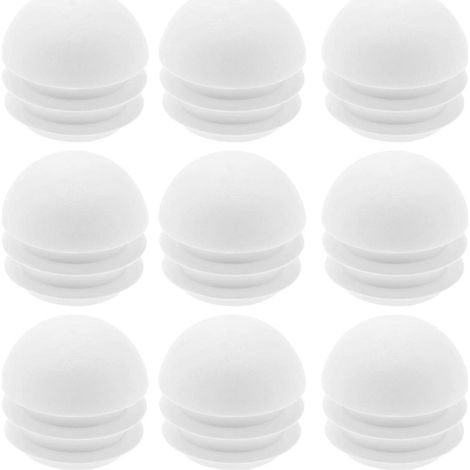 36 bouchons de tube en plastique de 25 mm, embouts ronds, inserts en dôme, embouts, accessoires de meubles, adaptés aux pieds de chaises et de tables, blancs. (1/5)