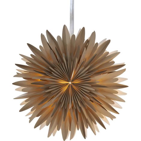 Star Trading Grande étoile en papier 'Winter' en beige, pois dorés, 3 plis, pli décoratif, Ø 60 cm