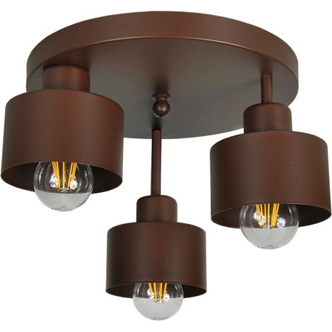 Plafoniera marrone, in metallo industriale, 3xE27, illuminazione LED moderna per soggiorno, cucina, camera da letto, cameretta dei bambini, loft (1/5)