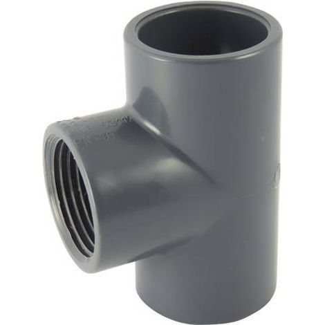 Té 90° Femelle / Femelle / Femelle avec dérivation centrale taraudée en PVC Ø A: 110mm  Ø B: 4'' (1/3)